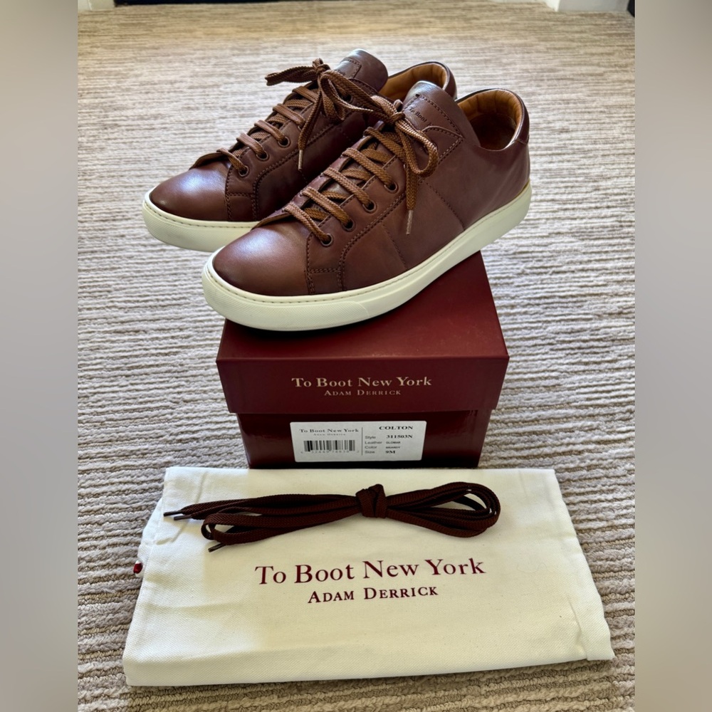 To Boot New York Colton, Brown Leather Sneakers, size 9 - Picture 3 of 16